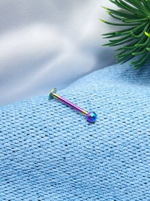 1件简约个性不锈钢球形唇钉，男士时尚穿孔日常装饰 - 彩色 - 查看 5