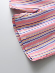 Shorts para niño pequeño Bolsillo A rayas Casual - Rosa - Ver 4