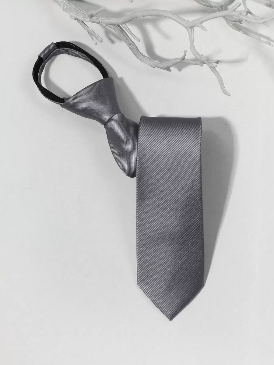 1pc Men Solid Fashionable Tie For Gift Casual Christmas - Grey - View 1