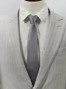 1pc Men Solid Fashionable Tie For Gift Casual Christmas - Grey - View 2