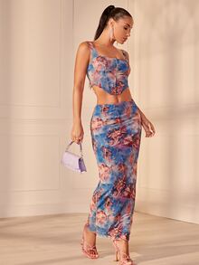 SHEIN BAE Figure Graphic Asymmetrical Hem Tank Top - Multicolor - View 3