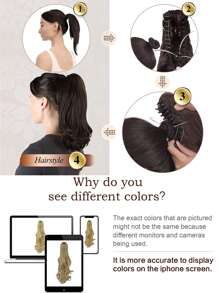 Long Body Wave Ponytail Synthetic Hair Extension - Gold - View 4