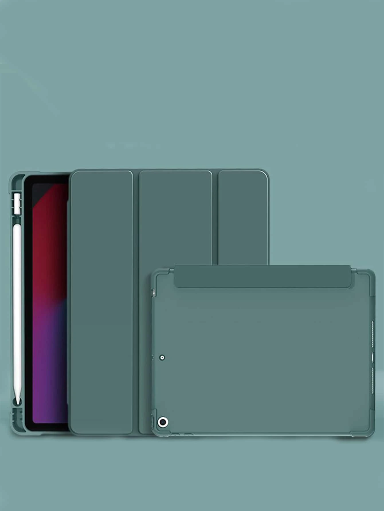 Có thể gập lại Chống rơi Ốp lưng PU chống nước chống trượt hoàn hảo Chống trượt hoàn hảo Tương thích với iPad - màu xanh lá - Xem 1