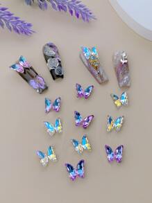 20 miếng dán trang trí móng tay hình bướm thủy tinh pha lê - Nhiều màu - Xem 1
