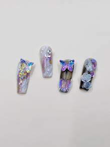 20 miếng dán trang trí móng tay hình bướm thủy tinh pha lê - Nhiều màu - Xem 4