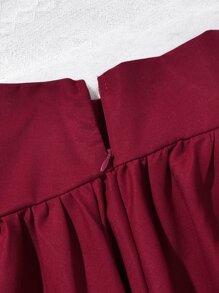 Girls Button Front Flare Skirt - Burgundy - View 4