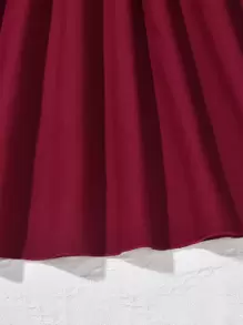 Girls Button Front Flare Skirt - Burgundy - View 5