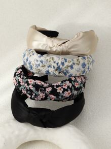 4 chiếc băng đô nữ in hoa trang trí nút thắt thời trang, để trang trí - Nhiều màu - Xem 1