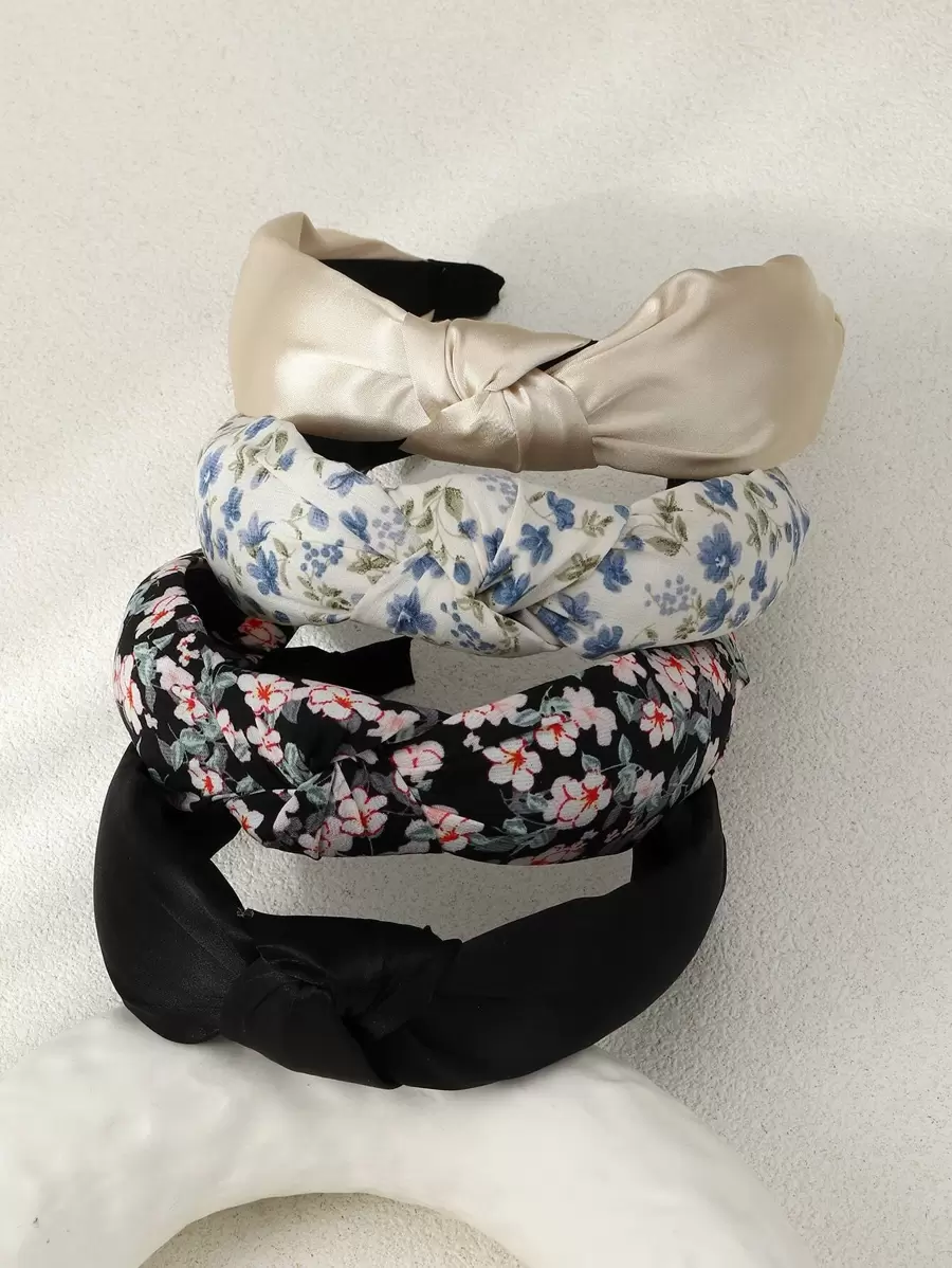 4 chiếc băng đô nữ in hoa trang trí nút thắt thời trang, để trang trí - Nhiều màu - Xem 1