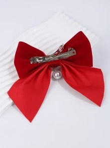 1 chiếc kẹp tóc thời trang đính ngọc trai giả và nơ dành cho nữ, dùng để trang trí tóc, phụ kiện tóc thanh lịch cho ngày Valentine, kẹp tóc càng cua, kẹp tóc cài đầu, đồ dùng học tập, phụ kiện tóc ngọc trai, trang phục mùa đông cho nữ, nơ, dễ thương, phụ kiện đội đầu, ghim cài tóc - Đỏ - Xem 3