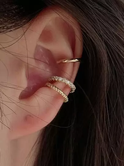 17KM 3入組水鑽裝飾耳夾