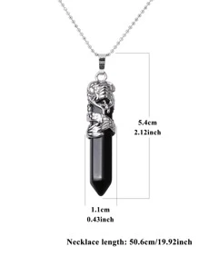 男士1入組時尚天然水晶幾何吊墜項鍊適合女士日常裝飾,適用於首飾類禮品和派對 - 黑色 - 查看 4