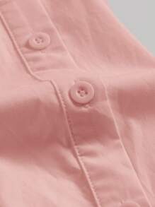 SHEIN MOD Solid Button Front Shirt Dress - Baby Pink - View 4