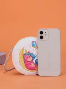 Girls Circle Bag Cartoon Pattern - White - View 6