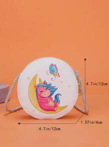 Girls Circle Bag Cartoon Pattern - White - View 7
