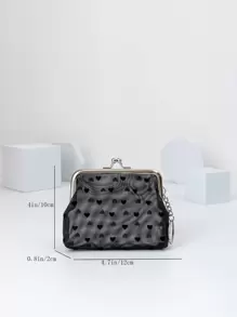 Women's Short Transparent Heart Embossed Mesh Leopard Plush Coin Purse, 4-inch Clasp Coin Purse