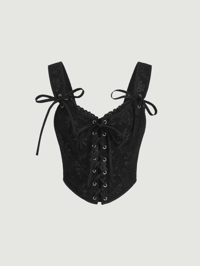 SHEIN MOD Lace Up Front Cami Top Corset Top