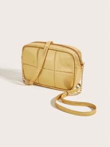 Chicas Bolsa cuadrada de color metálico guateado con cadena con tira - Dorado - Ver 3