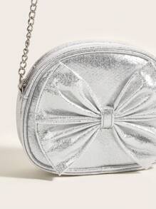 1pc Cute Princess Metal Bowknot Mini Crossbody Bag For Girls, Suitable For Daily Use - Silver - View 6