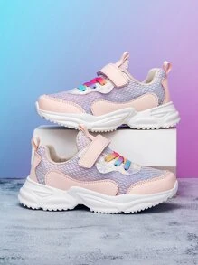 Girls Hook-and-loop Fastener Sneakers, Sporty Spring & Autumn Chunky Sneakers - Multicolor - View 1