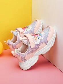 Girls Hook-and-loop Fastener Sneakers, Sporty Spring & Autumn Chunky Sneakers - Multicolor - View 2