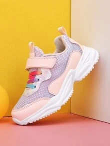 Girls Hook-and-loop Fastener Sneakers, Sporty Spring & Autumn Chunky Sneakers - Multicolor - View 4