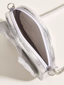 1pc Cute Princess Metal Bowknot Mini Crossbody Bag For Girls, Suitable For Daily Use - Silver - View 10