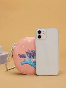 Mini monedero para niños, bolso cruzado informal con diseño de unicornio, multiusos, bonito, para guardería - Rosa - Ver 6