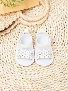 Bebé Sandalias con correa en el tobillo anti deslizante con diseño de flor con abertura dulce blanco - Blanco - Ver 4