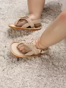 Baby Butterfly Decor Hook-and-loop Fastener Sandals, Cute Summer Thong Sandals - Gold - View 4