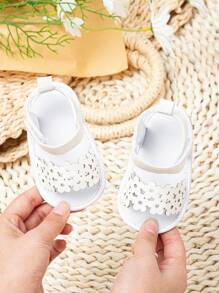Bebé Sandalias con correa en el tobillo anti deslizante con diseño de flor con abertura dulce blanco - Blanco - Ver 6
