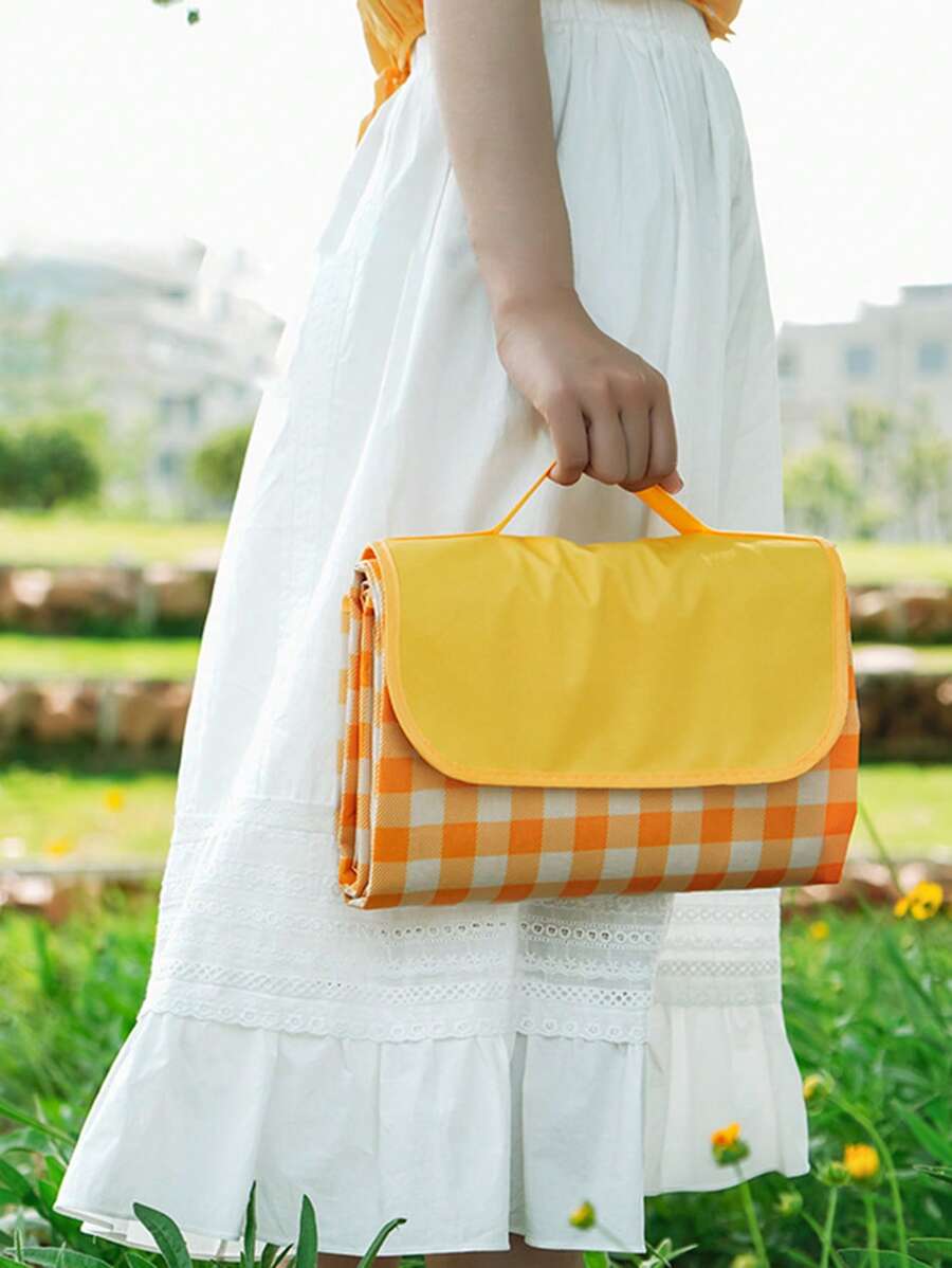 1 Túi Đựng Đồ Ăn Trưa Họa Tiết Kẻ Sọc, Vải Không Dệt Hiện Đại Di Động Thảm Dã Ngoại Cho Gia Đình - Nhiều màu - Xem 1