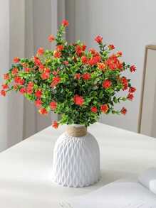 1pc ABS Flower Vase, Minimalist Textured Detail Flower Vase For Home - White - View 2