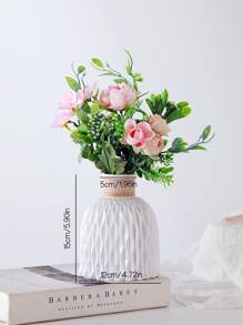 1pc ABS Flower Vase, Minimalist Textured Detail Flower Vase For Home - White - View 5