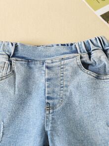 Jeans de niñas Bolsillo Dobladillo sin costuras Capas relajadas Liso - Lavado ligero - Ver 5