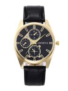 1 Miếng Đen Hợp kim Dây đeo Làm Việc  Tròn Quay số đồng hồ Quartz & 2 Miếng Vòng tay , Qủa tặng Đối với Bạn - màu đen - Xem 2