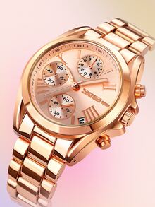 Skmei 圓形指針石英手錶 - 玫瑰金 - 查看 2