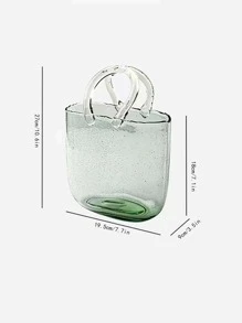 1pc Clear Flower Pot With Handle,Home Decor,Flower Vase,Centerpiece,Table Decor - Green - View 5