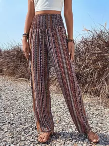 Breezaya Allover Print Shirred Waist Trousers - Multicolor - View 4