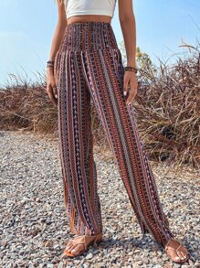 Breezaya Allover Print Shirred Waist Trousers - Multicolor - View 6