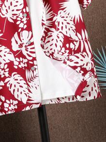 SHEIN 男孩熱帶圖案襯衫 - 紅白色 - 查看 4