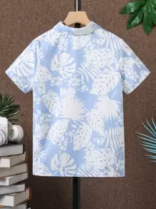 SHEIN Boys Tropical Print Shirt - Baby Blue - View 2