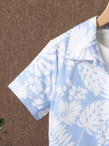 SHEIN Boys Tropical Print Shirt - Baby Blue - View 3