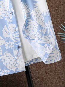 SHEIN Boys Tropical Print Shirt - Baby Blue - View 4