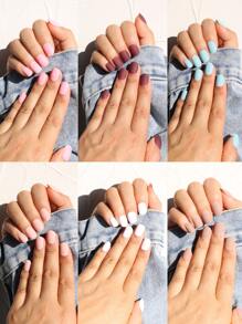 Actualice instantáneamente su apariencia con 240 piezas de uñas postizas esmeriladas de color sólido multicolor corto cuadrado y 3 piezas de lima de uñas y 4 hojas de cinta para uñas - Multicolor - Ver 6