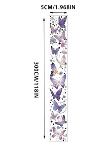 1卷蝴蝶圖案美紋紙膠帶用於DIY工藝裝飾創意多用途和紙膠帶 - 紫色 - 查看 2