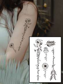 1sheet Floral Pattern Tattoo Sticker - Black - View 1