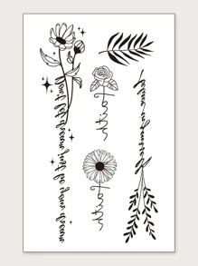 1sheet Floral Pattern Tattoo Sticker - Black - View 2
