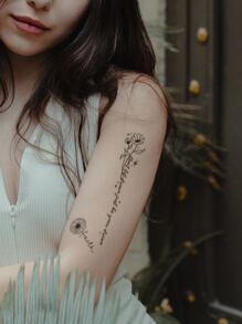 1sheet Floral Pattern Tattoo Sticker - Black - View 3