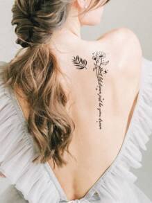 1sheet Floral Pattern Tattoo Sticker - Black - View 4